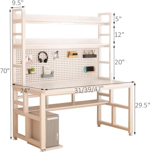 Pegboard Wall Organizer Panels.Modern Industrial Computer Desk with Storage Shelves & Pegboard - Versatile Home Office Workstation for Study, Writing, and Productivity，（Black，39in） - Image 2
