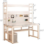 Pegboard Wall Organizer Panels.Modern Industrial Computer Desk with Storage Shelves & Pegboard - Stylish Home Office Writing Workstation Table for Study & Productivity，（Natural，31in） - Image 2