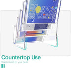 Brochure Holder 6x9 Inch 4 Tier Acrylic Literature Holders Clear Plastic Flyer Display Stand Countertop Use or Wall Mount Pamphlet Holder Organizer for Office, Lobby, Hotel, Trade Show, 2 Pack - Image 3