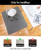 Baroyal Office Chair Mat for Hardwood Floor Under Desk Computer Rolling Chair Mat for Wood/Tile Floor Non-Slip Heavy Duty Desk Rug PVC Plastic Hard Floor Protector 45"x 53" (Gray) - Image 3
