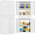 BESFUR Metal Storage Cabinet with 1 Drawer and Adjustable Shelves, 71" H Reinforced Heavy Duty Locking Storage Cabinet for Office, Garage, Home, School, Utility(White) by BESFUR