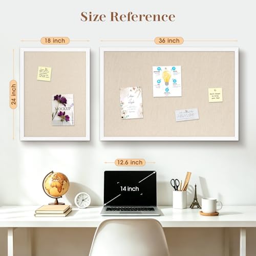 DOLLAR BOSS 24"x18" Linen Cork Board Decorative Bulletin Board, White - Image 4