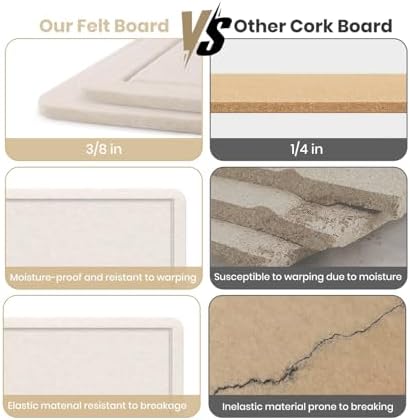 Bulletin Board 36" x 24" Felt Cork Board - Decorative Pin Board, Oatmeal - Image 3