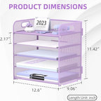 2 Pack 5-Tier Purple Desk Organizer with Handle Mesh Desk File/Paper Organizer Letter Tray for Office, School and Home Easy Installation Purple Office Supplies - Image 5