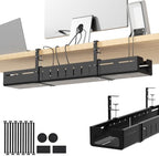 Under Desk Cable Management Tray,Expandable 25.2" – 38.6",Black by FLEKSO