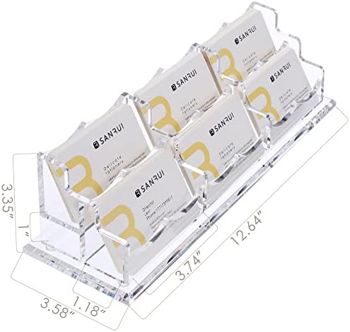 SANRUI Acrylic Business Card Holder, Clear Desk Card Display Stand 6 Slot - Image 2