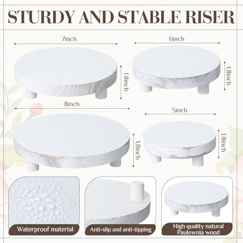 Geetery 4 Pcs Wooden Risers for Display Wood Pedestal Stand, White - Image 2