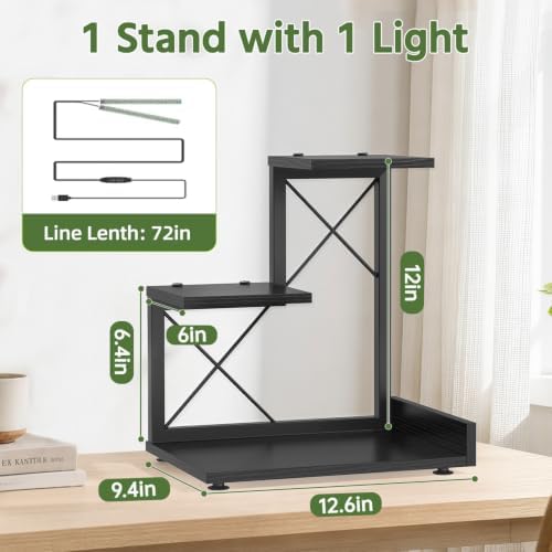 LASZOLA Plant Stand Indoor Tabletop Shelf Small for Desk, Wooden Black - Image 2