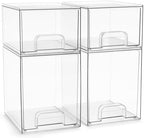 Sorbus Clear Stackable Storage Drawers (4 Pack, 7.6'' and 4.4'' Tall) by Sorbus