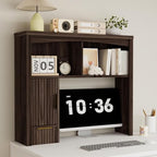 Desktop Shelf, Wooden Desk Hutch with Storage, Desktop Bookshelf by Homiflex
