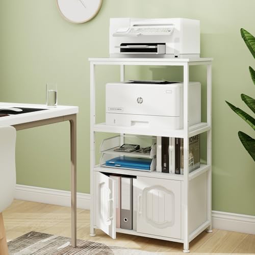 Natwind 4 Tier Printer Stand, File Cabinet w/Adjustable Open Shelves,White - Image 3