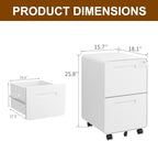 2 Drawer Mobile File Cabinet with Lock, 4 Keys and 25 Letter File Folders - Image 3