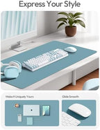 YSAGi Leather Desk Protector, Office Mat, Large Mouse Mat, Non-Slip PU Leather Blotter, Laptop Desk Mat, Waterproof Writing Pad for Office and Home(Aquamarine, 63" x 24") - Image 2