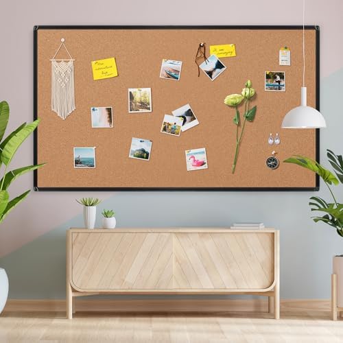 Extra Large Cork Bulletin Board 96" X 48", Black Aluminum Framed 8'x4' Corkboard for Wall, Wall Mounted Notice Pin Board with 18 Push Pins for School, Home & Office - Image 3