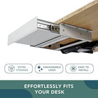FLEXISPOT Under Desk Drawer, Steel Drawer for Desk Slide-out, Under table Mounted Drawer, Standing Workstation Storage Attachment for Office Home - 17.7” Width, White - Image 4
