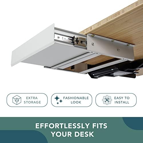 FLEXISPOT Under Desk Drawer, Steel Drawer for Desk Slide-out, Under table Mounted Drawer, Standing Workstation Storage Attachment for Office Home - 17.7” Width, White - Image 4