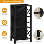 MNEETRUNG Small Bookshelf,4 Tier Industrial Bookcase with Metal Frame and Backboard,Narrow Black Book Shelf,Office Book case for Small Spaces,Living Room,Bedroom and Home Office - Image 6
