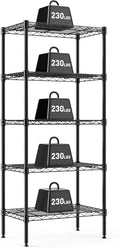 HealSmart 5-Tier Metal Wire Storage Shelves, Adjustable Standing Storage Rack Shelf, Heavy Duty Steel Shelving Unit Organizers for Kitchen Bathroom Pantry Garage, 23.3" W×13.4" D×60" H, Black by HealSmart
