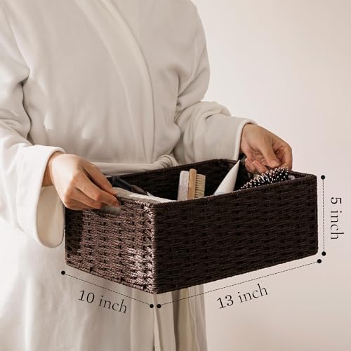 joybest Dark Brown Wicker Baskets for Shelves, Hand-woven Storage Baskets - Image 2