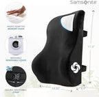 Samsonite Memory Foam Lumbar Support Pillow, Ergonomic Back Cushion for Office Chair, Gaming Chair, Automotive Full Back Support, Home Essentials for Sitting Comfort and Posture Relief, Black - Image 4