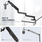NEEWER MS002 Low Profile Desk Mic Boom Arm Stand with 360° Swivel Adjustable Pneumatic Damping Cable Management Cleaning Cloth, Desktop Mount Holder Compatible with Shure MV7 SM7B Blue Yeti Microphone - Image 7