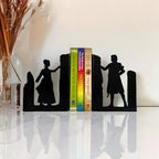 Decorative Couple Bookends, Metal, Unique, Non Skid - 7 Inch Tall for Home/Office Decor - Image 2