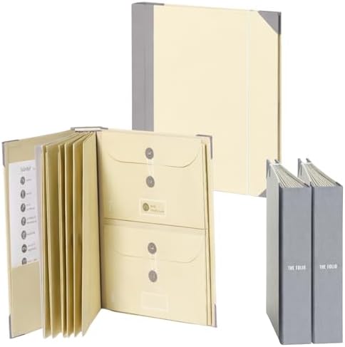 The Folio® Important Document Organizer by Savor | Binder with Guided Labels, Acid-Free File Folder Organizer with 10 Pockets, Document Holder for Home Records, Legal and Medical Papers (Slate) 2 Set by Savor