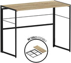 Furinno Riau No Tool/No Assembly/Folding Metal Frame Computer Desk, Sonoma Oak/Black - Image 4