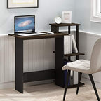 Furinno EFFICIENT Desk, 28.6" Wide Gaming Desk with 3 Open Side Shelves, Laptop Notebook Computer Desk, Office Desk for Home Office, Study Room, Dorm, Bedroom, Columbia Walnut - Image 2