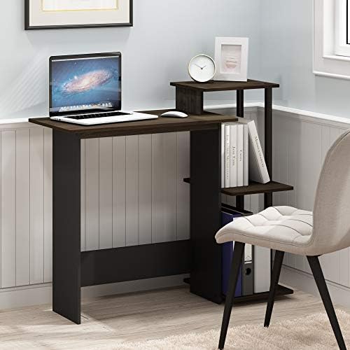 Furinno EFFICIENT Desk, 28.6" Wide Gaming Desk with 3 Open Side Shelves, Laptop Notebook Computer Desk, Office Desk for Home Office, Study Room, Dorm, Bedroom, Columbia Walnut - Image 2