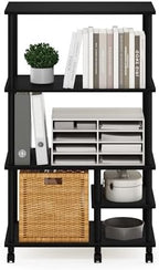 Furinno Turn-N-Tube 4-Tier Toolless Multipurpose Printer Stand Display Storage Shelf with Wheels, Americano/Black - Image 6