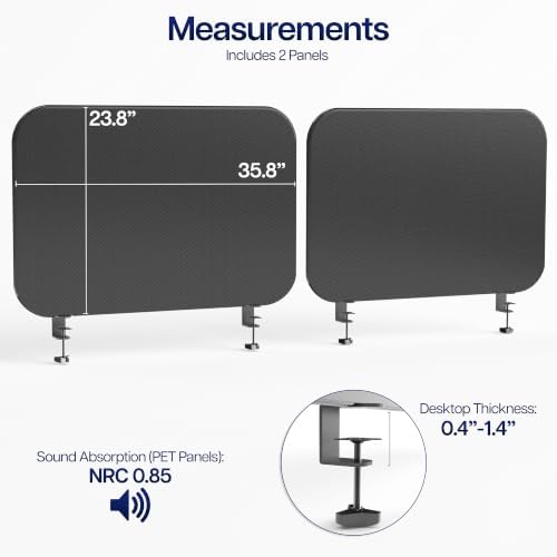 VIVO Black Clamp-On 72 x 24 in Stretched Fabric Privacy Panel, PP-2-S072G - Image 3