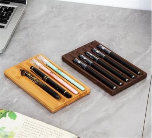 Pen holder Organizer of Office desks,Walnut Desk Pen Stand,Wave Pen Tray Accessory,Teacher Gifts,Suitable for School,Home,Desktop Art Accessories (Log, 5 Grid) - Image 6