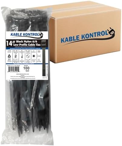 Kable Kontrol Low-Profile Cable Ties 14 Inch 2200 Pcs, 120 Lbs Test - Black by KABLEKONTROL%C2%AE