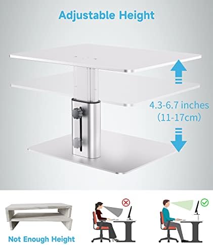 BoYata Monitor Stand, Adjustable Height Metal Desktop Riser, Silver - Image 4