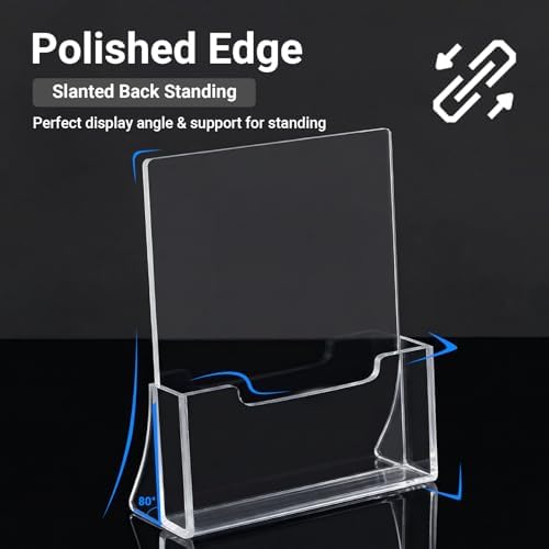 Acrylic Brochure Holder 8.5 x 11 inch, 2 Pack Clear Plastic Flyer Holder, Acrylic Desktop Stand for Pamphlets, Literature, Brochures, Magazines Materials Display Stands - Image 3