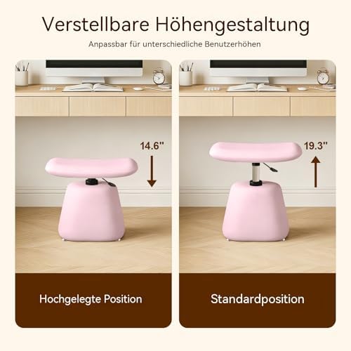 PU Leather Ottoman for Small Space, Swivel Vanity Stool with Adjustable Height,Upholstered Ottoman Foot Rest Under Desk for Living Room, Bedroom, Entryway - Image 4