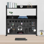 Clamp On Desk Organizer Shelf, Pegboard Multipurpose Countertop Desk Hutch, Desktop Bookshelf Bookcase Storage Shelves for Home Office Dorm Gaming Desk (Black) - Image 4