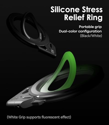 Aulumu G09 Magnetic Ring Grip | Omnidirectional Rotation | MagSafe Compatible | Aluminium Alloy Construction | Stable Dual-Sided Magnetic Attachment | Includes Handle Ring Phone Stand- Black - Image 6