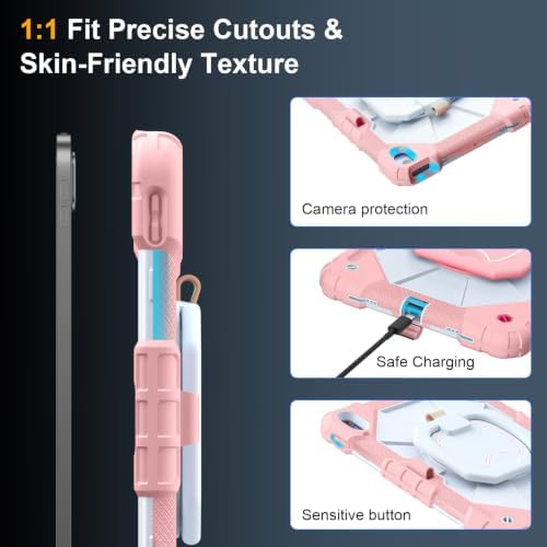 Case for iPad (A16) 11th/10th Generation 11/10.9 Inch 2025/2022, Ubearkk for iPad a16 case with Screen Protector, 360 Degree Rotating Stand Shoulder Strap Pencil Holder,Rose Beige - Image 6