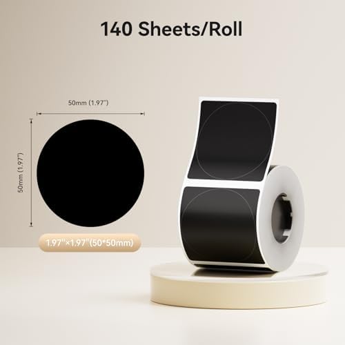 NIIMBOT Black Round Labels 50x50mm(1.97'' x 1.97''), for M2/M3 Label Maker, Suitable for Essential Oils Aromatherapy Bathroom Bakery Gift Labels, Waterproof Oilproof and Long Storage (Pack of 3) - Image 2