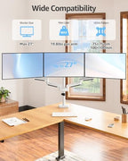 MOUNTUP Triple Monitor Stand Mount - 3 Monitors Desk Mount for Computer Screens Up to 27 inch, Triple Monitor Arm, Heavy Duty Monitors Stand, Each Arm Holds 4.4-19.8 lbs, White - Image 2