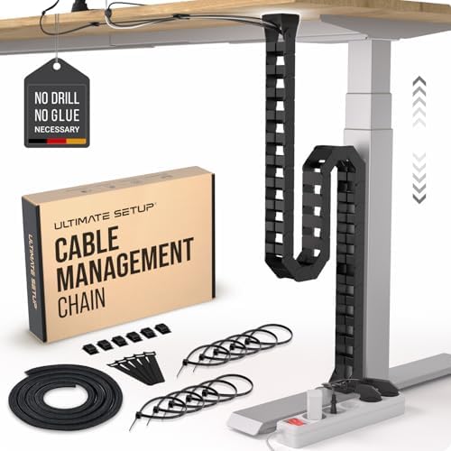 Ultimate Setup Under Desk Cable Management Vertebrae - Perfect for Sit Stand Desk - Wire Management - Adjustable Length - Flexible Cable Spine - Black, 133 cm by UltimateSetup
