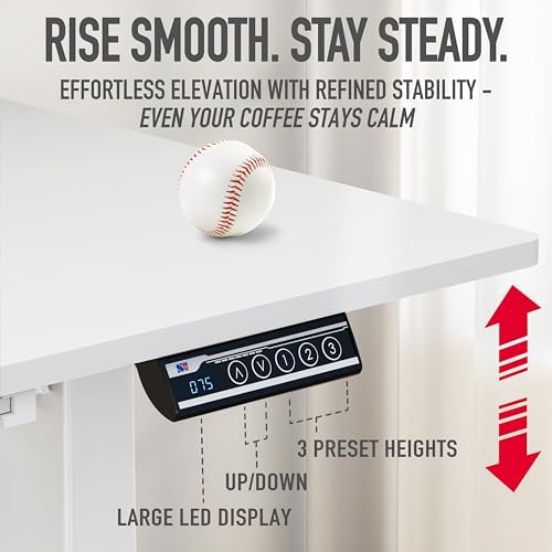 SHW 40-Inch Electric Height Adjustable Standing Desk w/Drawer, White - Image 7