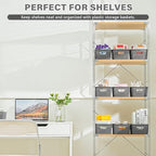 12 Pack Plastic Storage Baskets for Organizing, Storage Baskets for Shelves with Handles, Small Storage Bins with Labels, Classroom Storage Organization for Cabinet,Closet, Office,Gray - Image 3
