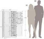 TEENFON Storage Cabinet, Pantry Cabinet with 4 Doors and 3 Storage Shelves, Kitchen Cabinet, Bathroom Storage Cabinet for Living Room, Small Space, Dining Room, 51”H White - Image 3