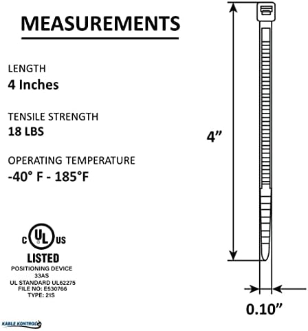 Kable Kontrol Cable Zip Ties, 4 Inch, 40000 Pcs, 18lbs Test, FL Yellow - Image 2
