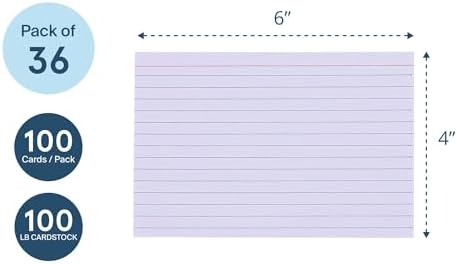 Roaring Spring Recycled Index Cards, 4" x 6", 36 Packs of 100 Note Cards, Lined & Blank Flashcards, Great for Studying, Tests, Speeches - Image 3