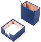 MOOGCO Leather Document Tray - Pen Holder - Note Paper Holder -3 Accessories-Desk Organizer - Office Desk Accessories - Desktop Storage - 3 PCS (BLUE) - Image 2