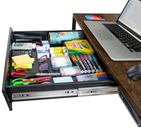Large 23.6 Inch Under Desk Drawer Slide Out, Pencil Drawer, Undermount Desk Drawer, Under Counter Drawers, Attachable Desk Drawer, Drawer For Under Desk, Undermount Drawer, Under Desk Pull Out Drawer by Difinati